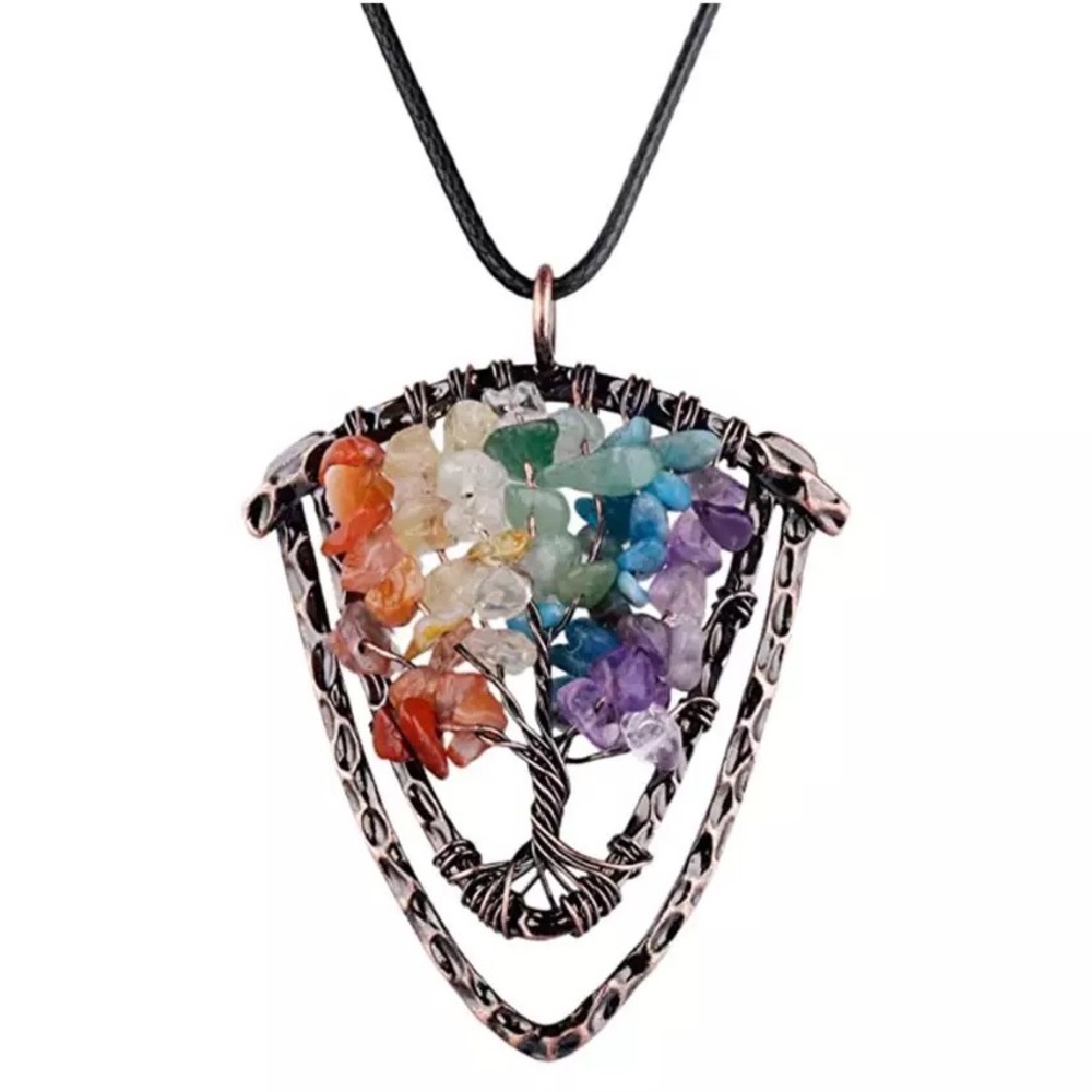 Quartz Crystal Tree of Life Healing Necklace - Picture 1 of 15